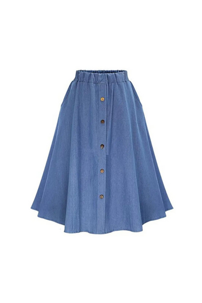 Women summer denim knee length skirt, for all seasons and occasions wear