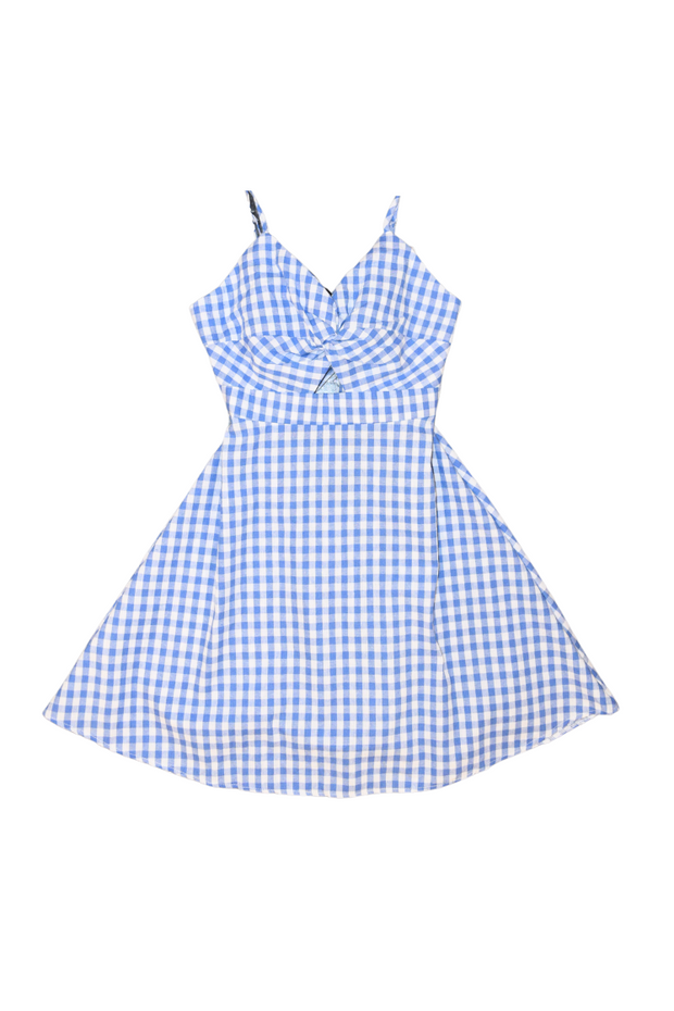 Women's blue checker dress, casual dress for all ages 