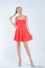 swing dress, skater mini dress, casual dress, mini summer dress, , beach dress, summer dress for women, coral color dress