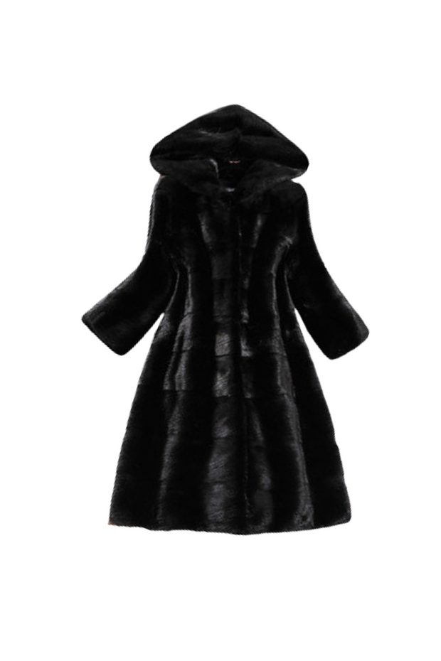 Women grey hoody thick fleece long coat, winter outer casual or dress up coat