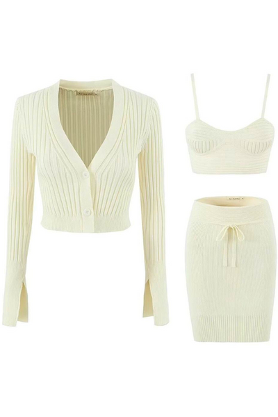 Women 3 pieces party/casual knitted set. High quality knitted fabric, trendy style for all seasons and occasions 