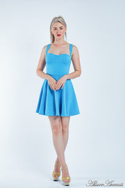 swing dress, skater mini dress, casual dress, mini summer dress, , beach dress, summer dress for women, sapphire color dress