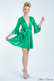 casual dress, satin mini dress, women satin dress, sexy party satin dress, green short dress