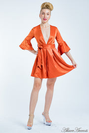 bronze dress, casual dress, satin mini dress, women satin dress, sexy party satin dress, short summer dress
