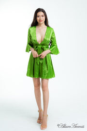 casual dress, satin mini dress, women satin dress, sexy party satin dress, green dress