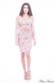 floral dress for women, mini floral dress, women sundress, summer 2 pieces dress, tea party dress