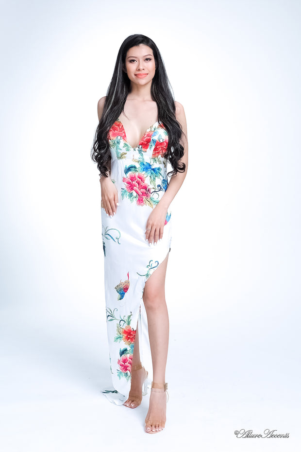 floral dress for women,  sexy satin dress, women satin maxi, cocktail maxi dress, women summer dress, floral bodycon, sexy party dress, summer party dress
