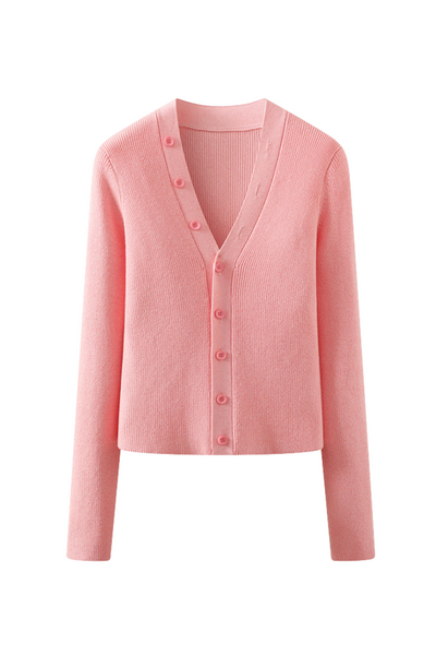 High quality one-size fits all women pink knitted sweater, trendy casual outerwear for all season and occasions