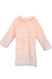 Women light pink hoody thick fleece long coat, winter outer casual or dress up coat